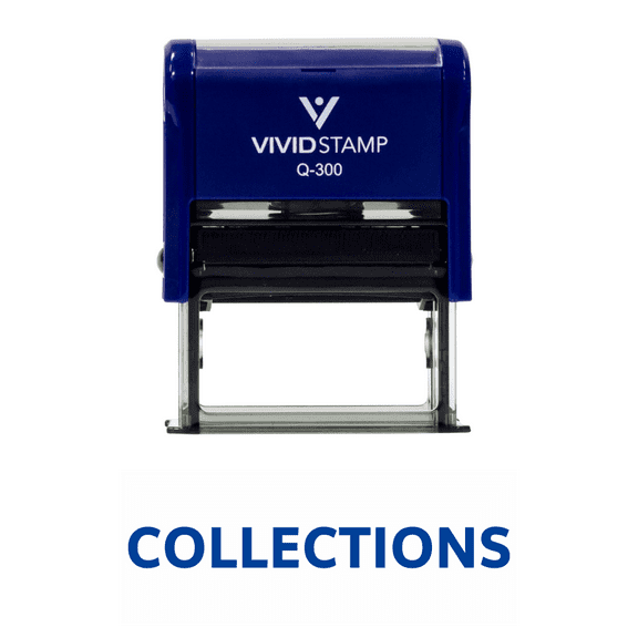 Vivid Stamp COLLECTIONS Self Inking Rubber Stamp (Blue Ink) - Large