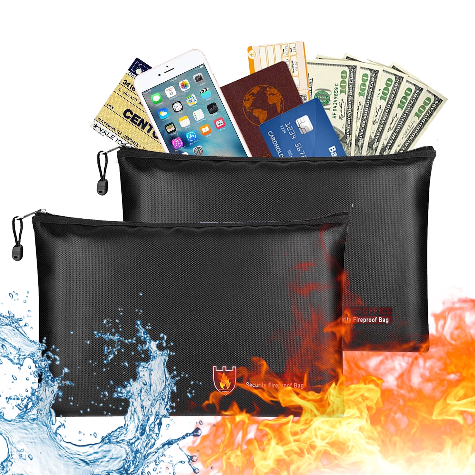2pcs Fireproof Document Bags(1832℉), EEEkit Waterproof Safe Document ...