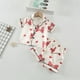 thumbnail image 2 of Odeerbi 2-6 Años Niños Niñas Pijama de Verano de Satén Con Solapa de Muesca Camisas de Manga Corta Pantalones Cortos Conjunto de Pijama de Seda Con Lazo Suave, 2 of 3