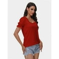 thumbnail image 2 of Tops for Women Summer Casual Ruffle Trim Sleeve Square Neck T Shirts, 2 of 6