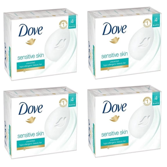 Dove Moisturizing Beauty Bar Sensitive Skin, 3.75 oz, 8 Bars | 2 Packs - 16 bars total
