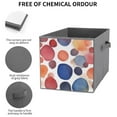 thumbnail image 5 of Collapsible Oxford Fabric Storage Cubes with Handles, Large Mid Foldable Oxford Cloth Bins Set of 2/6, Closet Organizers for Shelves Clothes Home Kitchen Toy - Watercolor Dots, 5 of 7