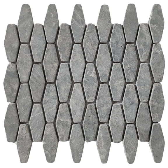 CNK Tile Elongated Hexagon Marble Mosaic Tile, Light Gray, 12" x 12