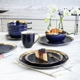 thumbnail image 3 of Stone Lain Florian Modern Porcelain Dish Set, 16-Piece Dishes for 4, Gold and Navy, 3 of 10