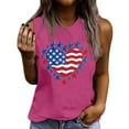 thumbnail image 2 of Plus Size Tops for Women Independence Day Sleeveless Round Neck Summer Casual Loose T-Shirt Red L, 2 of 4