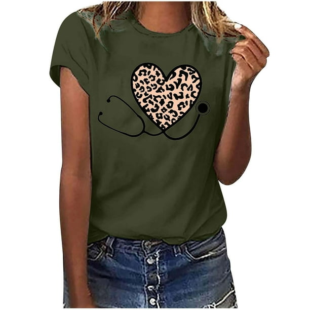 Camisetas con estampado de letras y cuello redondo de verano para mujer, blusas femeninas cómodas y elegantes, Tops OAVQHLG3B Store lin121212