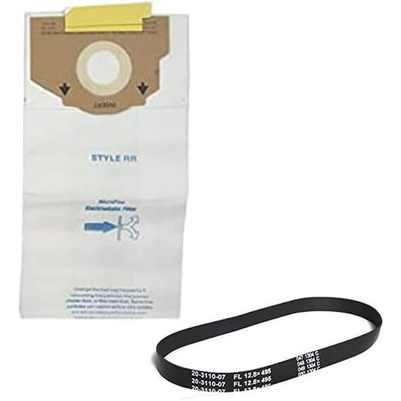 Eureka Style RR & 4800 Series Vacuum Cleaner Generic 6 Bags With 1pk Type R Belt, Fits Eureka Models 4870AT, 4870BT, 4870DT, 4870F, 4870G, 4872AT, 4872BT, 4874AT.