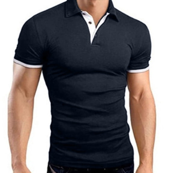 Yokua Mens Summer Short Sleeve Slim Fit Shirts Classic Turn-Down Collar Button Up Basic Tops Solid Color Business Cotton Tee