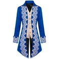thumbnail image 1 of Hauts Hommes Hauts Uni Patchwork Motif Dentelle Haut à Manches Longues Manteau Rétro Élégant Formel Col à Revers Manteaux d'Hiver Gothique Manches Roulées Robe Hauts (Bleu,P), 1 of 7