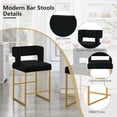 thumbnail image 5 of Peispie 26" H Counter Height Bar Stools Set of 2, Modern Velvet Barstools with Square Open Low Back and Gold Metal Frame, Padded Kitchen Island Chairs for Home Bar Dining Room, Black, 5 of 8