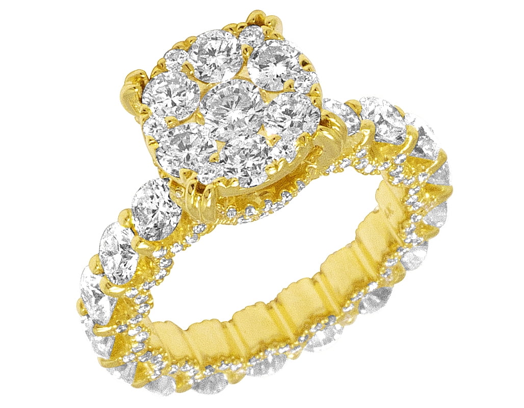 Jewelry Unlimited 14K Ladies Yellow Gold Eternity Flower Cluster