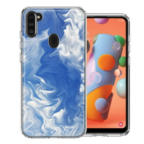 MUNDAZE For Samsung A11 Sky Blue Swirl Design Double Layer Phone Case Cover