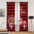 thumbnail image 2 of Valentines Day Kitchen Curtains 96 Inch Length, Red Black Buffalo Plaid Truck Rose Floral Grommet Top Bedroom Living Room Curtains, Light Filtering Cafe Curtain Drapes 2 Panels Set 104''x96'', 2 of 9