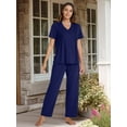 thumbnail image 6 of Gleelist Pajamas Sets For Women Comfy Short Sleeve V neck Basic Pleated Tops and Pants Pajama Set 2 Piece Lounge Pjs Summer Sleepwear S-XXL, 6 of 6