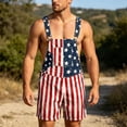 thumbnail image 2 of FUZHIQ Bib Overalls for Men Adjustable Straps Casual Beach American Flag Print Romper Jumpsuit with Pockets for Summer Holiday Wear, 2 of 4