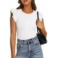 thumbnail image 3 of PRETTYGARDEN Womens Summer Crew Neck T Shirts Trendy Ruffle Sleeve Slim Fit Knit Going Out Tops Casual Spring Clothes, 3 of 10
