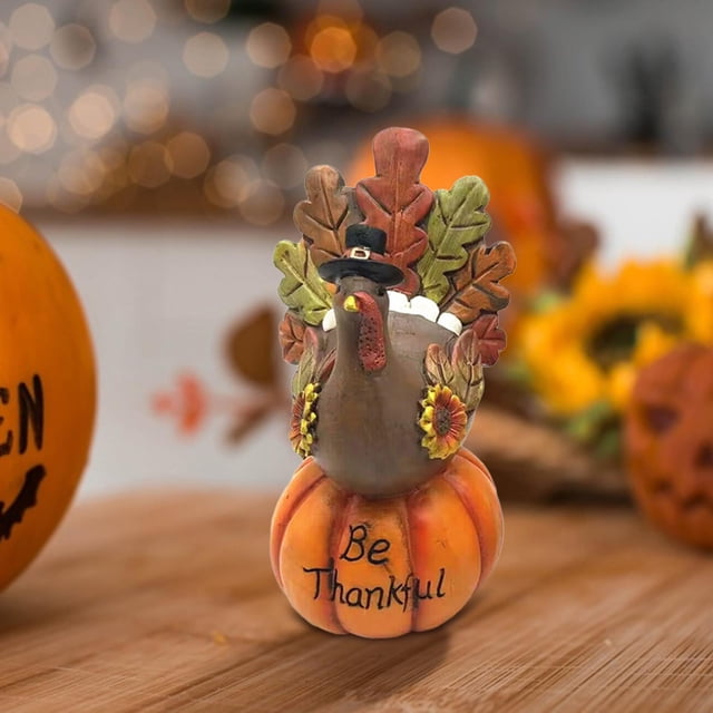 Decoración de pavo y calabaza de Acción de Gracias, decoración de pavo de mesa para otoño, estatua coleccionable para el hogar, la oficina, las vacaci Estar agradecido