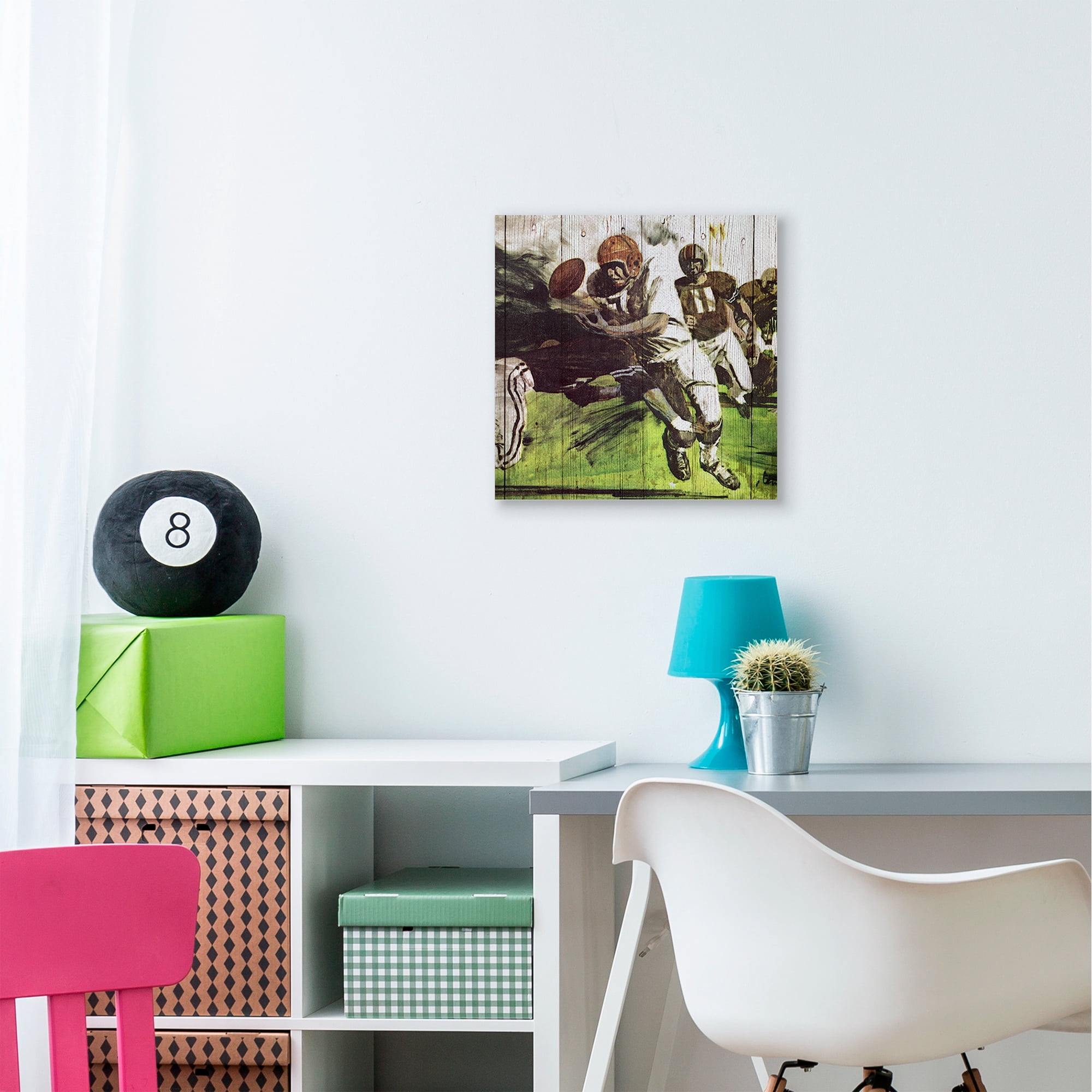 The Kids Room by Stupell Football Tackle Sports Wood Plank Texture Design Canvas Wall Art by The Saturday Evening Post