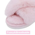 thumbnail image 4 of Litfun Women's Fuzzy Slippers Open Toe Cross Band Slippers Memory Foam House Slippers for Women, Pink, 4 of 7