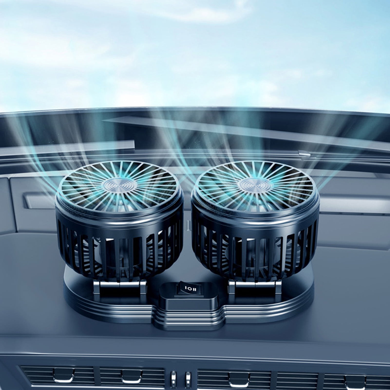NFTIGB Dual Heads USB Fan for Car Dashboard Multi Speeds Quiet Portable Vehicle Cooling Fan for RV Truck Office, Adjustable Angles, 8.3x5.1x6.3 inches / 21x13x16 cm, Black