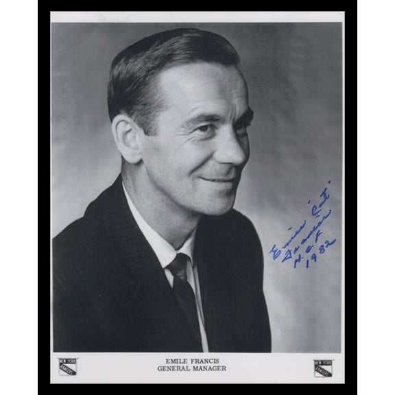 Emile "Cat" Francis Autographed 8x10 Photo New York Rangers "HOF 1982" SKU #247375