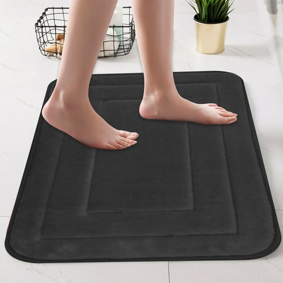 Absorbent Bathroom Rug Mat | Soft Velvet Surface with Non-Slip Rubber Backing | 16x24 Inch Modern Solid Color Floor Mat for Shower & Toilet Entrance