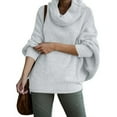 thumbnail image 4 of Lisingtool Hoodies for Women Womens Cowl Neck Pullover Sweater with Pockets Batwing Long Sleeve Sweatshirts Casual Turtleneck ​Jumper Tops Grey2 Promotion Sale, 4 of 7