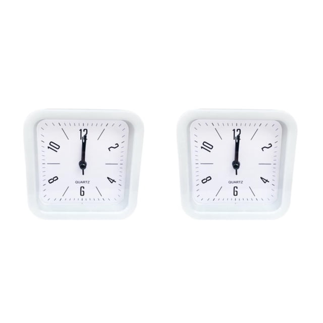 Injueey Despertador Cuadrado Plástico Digital Reloj sin tictac Tocar Snooze Relojes Reloj de con luz nocturna para niños Blanco Cuadrado 2Conjunto