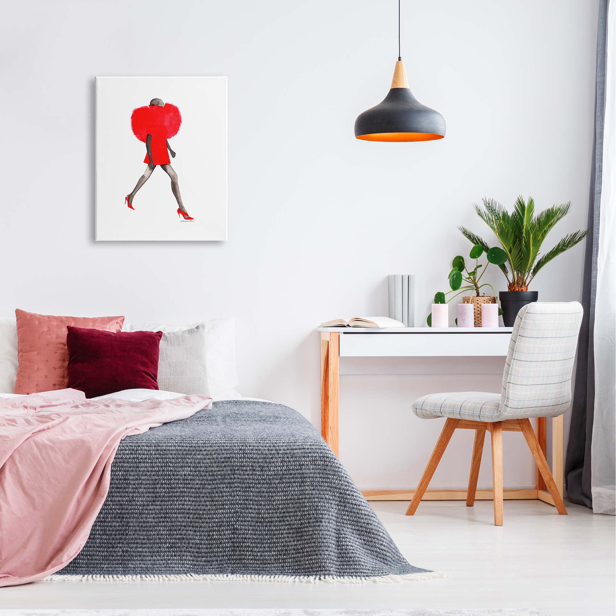 Stupell Industries Red Fashion Pose Beauty & Fashion Painting Gallery Wrapped Canvas Print Wall Art, 24 x 30