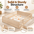 thumbnail image 5 of Miniyam Full Size Kids Floor Bed with Guardrails, Door and Book Storage, Natural, 5 of 7