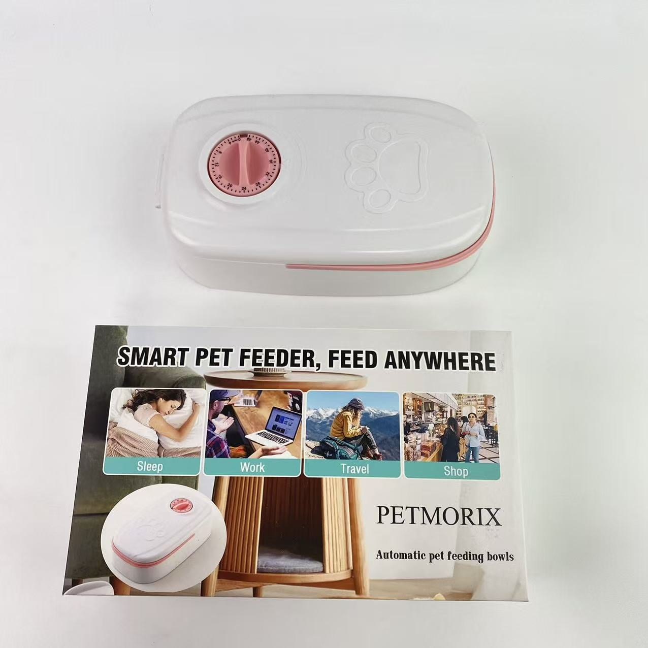 PETMORIX Automatic pet feeding bowls, 48H Timer Wet Dry Cat Food Dispenser, for Cat and Dog Automatic Feeder