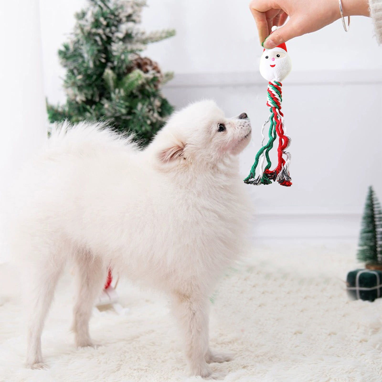 Latrodar Stocking Stuffers for Kids New Pet Supplies Christmas Toy D Emitting Puppy Toy Santa Decoration White Artafts 4x2 Inch