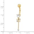 thumbnail image 3 of Primal Gold 14 Karat Yellow Gold Cubic Zirconia Butterfly Chain Dangle Belly Ring, 3 of 4