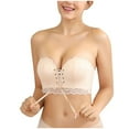 thumbnail image 1 of Gibobby Conjunto de lencería Sujetador Stealth sin tirantes de encaje sólido para mujer Sujetador de alambre Sujetador de vendaje Ropa interior(Beige, G), 1 of 4