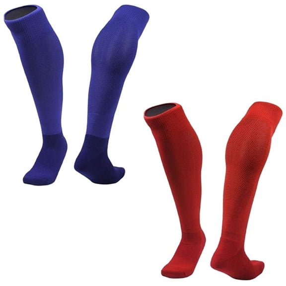 Lian LifeStyle 2 Pairs Exceptional Knee High Sports Socks for Soccer, Softball, Baseball and many other Sports XL0005 Size M Blue,Red