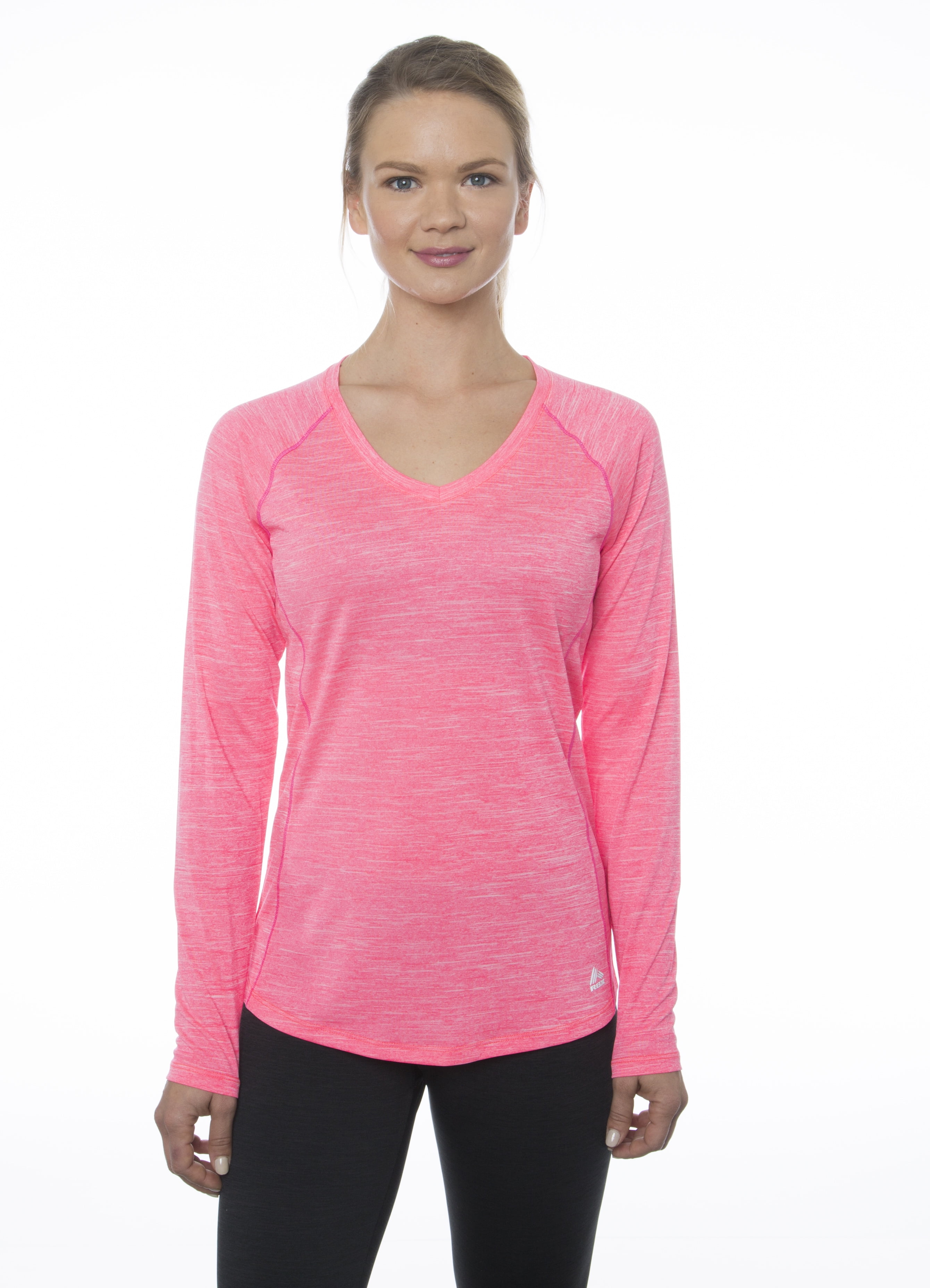 RBX RBX Active Women's Long Sleeve Space Dye VNeck Running Tee Shirt