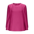 thumbnail image 6 of Olyvenn Sweatshirt for Women Casual Crew Neck Oversized Long Sleeve Preppy Sweatshirts Fall Pullover Sweaters Textured Tops Hot Pink S, 6 of 8