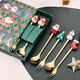 thumbnail image 4 of (2/4/6 piezas) Juego de cuchara y tenedor de Navidad, vajilla creativa de acero inoxidable, cuchara y tenedor para postre, té y café, juego de regalo exquisito, 4 of 5
