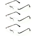 thumbnail image 2 of 3 Pairs Men Full Rimless Reading Glasses Metal Frame- Rectangular Anti Blue Blocker UV Protection Reader with Daimond Cut Clear Lens 3.50, 2 of 5
