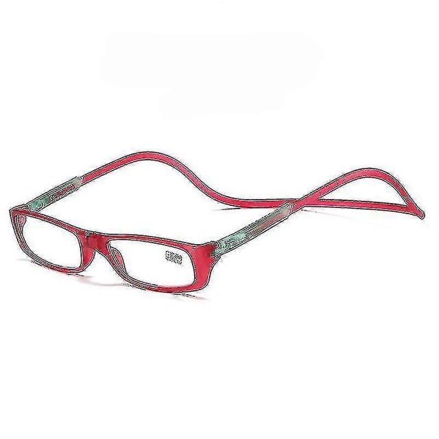 Gafas de lectura magnéticas plegables Shaofei con cierre de presión y cierre frontal color rojo oscuro