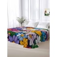 thumbnail image 5 of Colorful Spring Floral King Size Flat Sheet, Wrinkleproof & Fadeproof Cooling Flat Bed Sheet Only, Modern Oil Painting Flowers Breathable Soft Bedding Top Sheets 105 x 98 Inches, 5 of 8