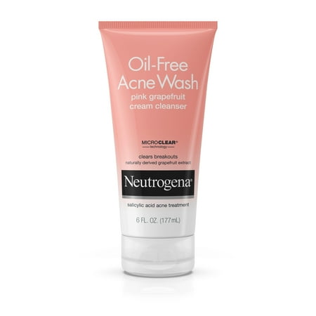 Neutrogena Oil-Free Acne Pink Grapefruit Cream Facial Cleanser, 6 (Best Natural Products For Acne Prone Skin)