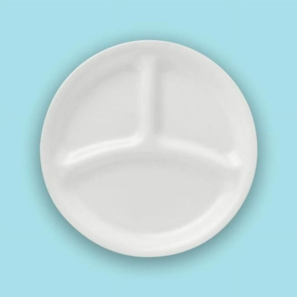 Corelle Winter Frost White 10.25" Glass Divided Dinner Plate, 10.25" Divided Round Plate