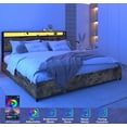 thumbnail image 2 of King Bed Frame with Storage Headboard and Charging Station | Solid construction, drawers, LED lights, noise-free support, 2 of 5
