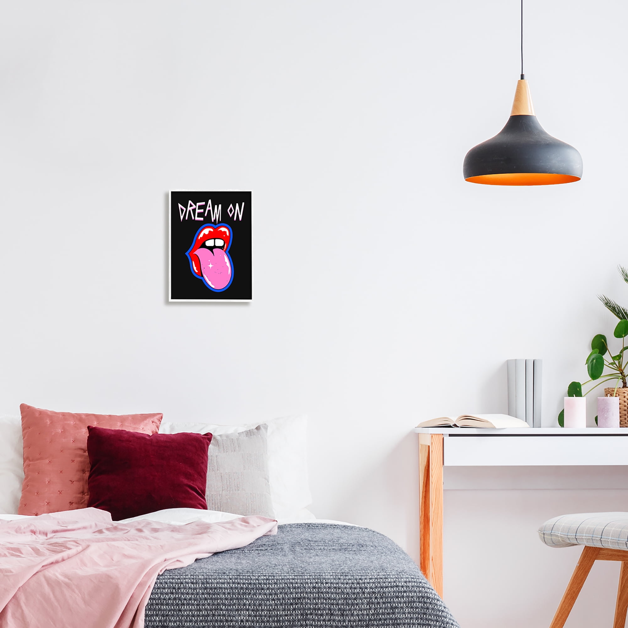 Stupell Industries Dream On with Music Symbol Abstract Painting White Framed Art Print Wall Art, 11 x 14