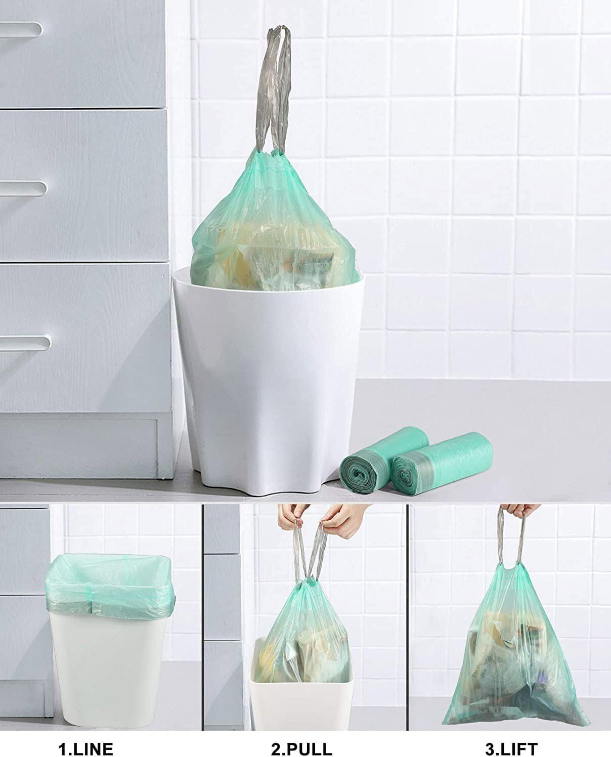 5 Rolls Drawstring Trash Bags 4 Gallons Garbage Bags Small Trash Can Bin Liners