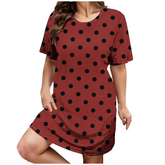 Ixbnca Robe T-Shirt à Manches Courtes pour Femmes Grande Taille, Décontractée, Col Ras du Cou, Mini, Ample, Robe de Détente pour Femmes