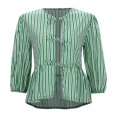 thumbnail image 4 of ZRBYWB Shirts For Women Female Puff Short Sleeve Peplum Shirt Tie Front Ruffle Hem Blouse Top Teen Girls Lace Up Cute Summer Top Trendy Clothes 2024, 4 of 8