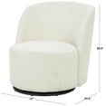 thumbnail image 3 of DecMode Polyester Round Swivel Boucle Lounge Chair with Black Base, White, 3 of 9