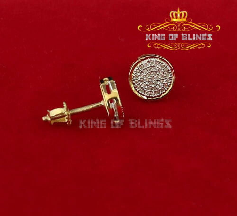 King of Bling's 10K Real Yellow Gold with Real 0.15ct mens & womes Diamonds Round Stud Earrings